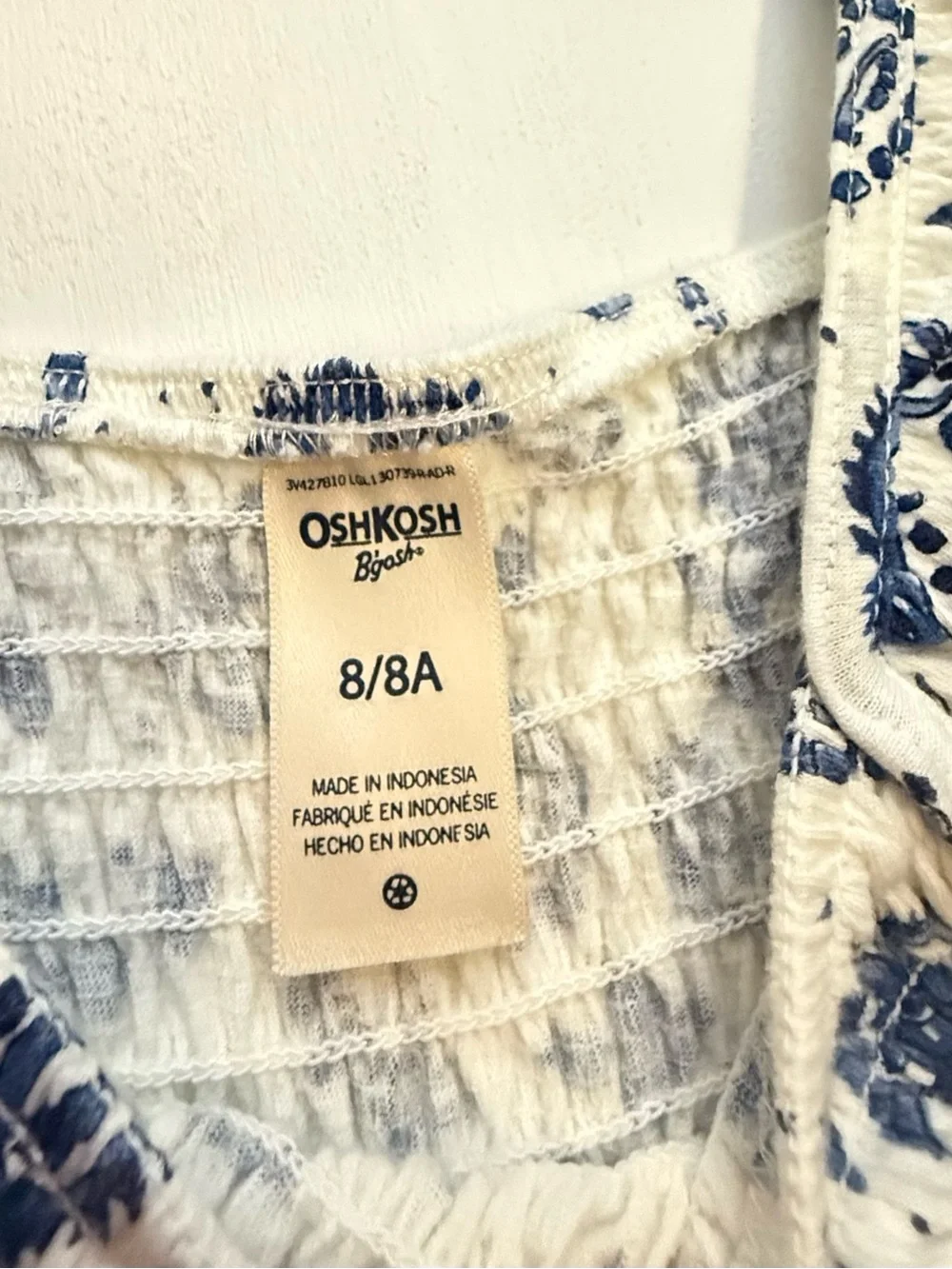 OshKosh B'gosh Cream Dress with Navy Floral Print